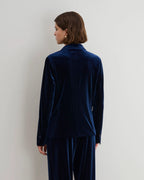Maidamila | Blazer in Velluto Blu Senza Bottoni | Giacca Donna