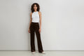 Maidamila | Pantapalazzo in Velluto Marrone Scuro | Pantalone Donna
