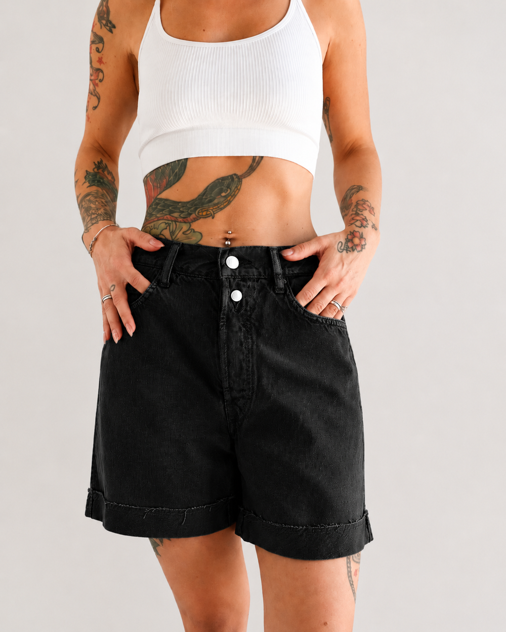 Replay | Shorts Donna Denim Straight Fit | Black