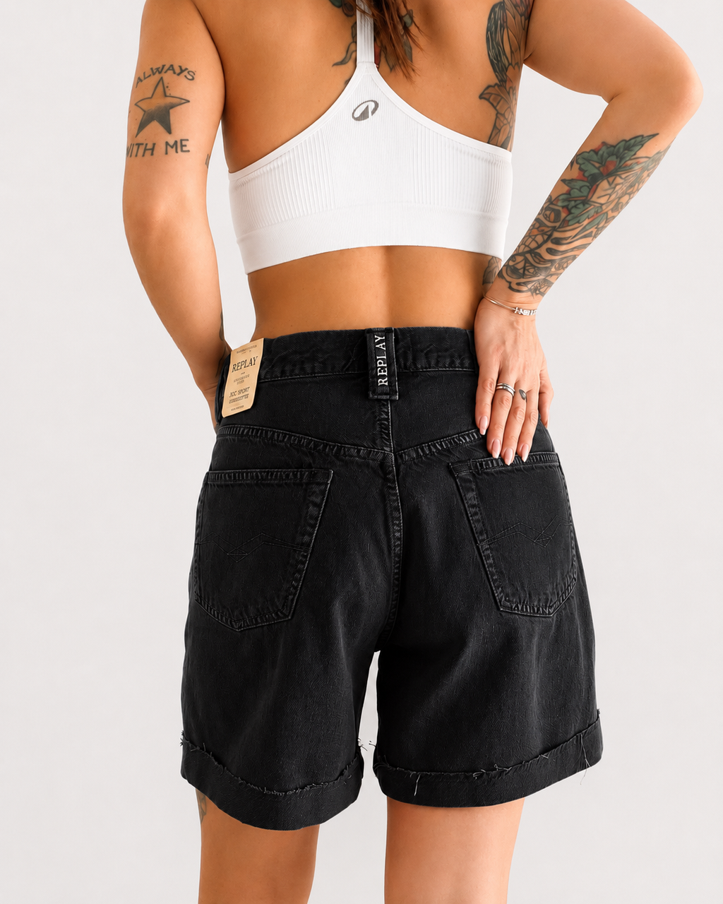 Replay | Shorts Donna Denim Straight Fit | Black