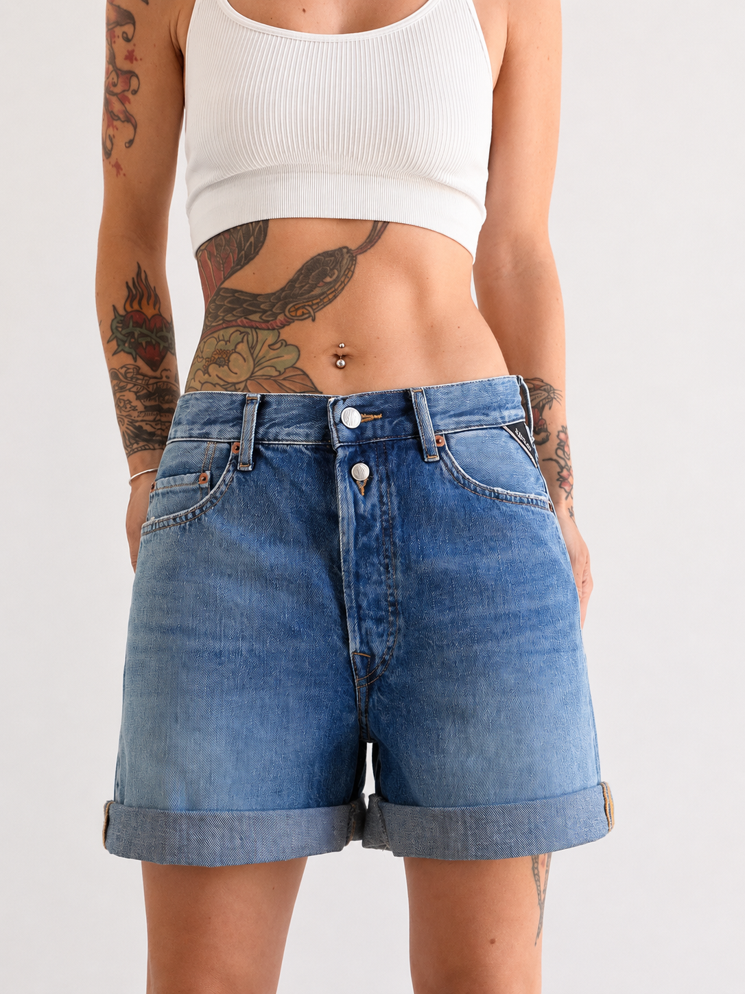 Replay | Shorts Donna Denim Straight Fit | Medium Blue
