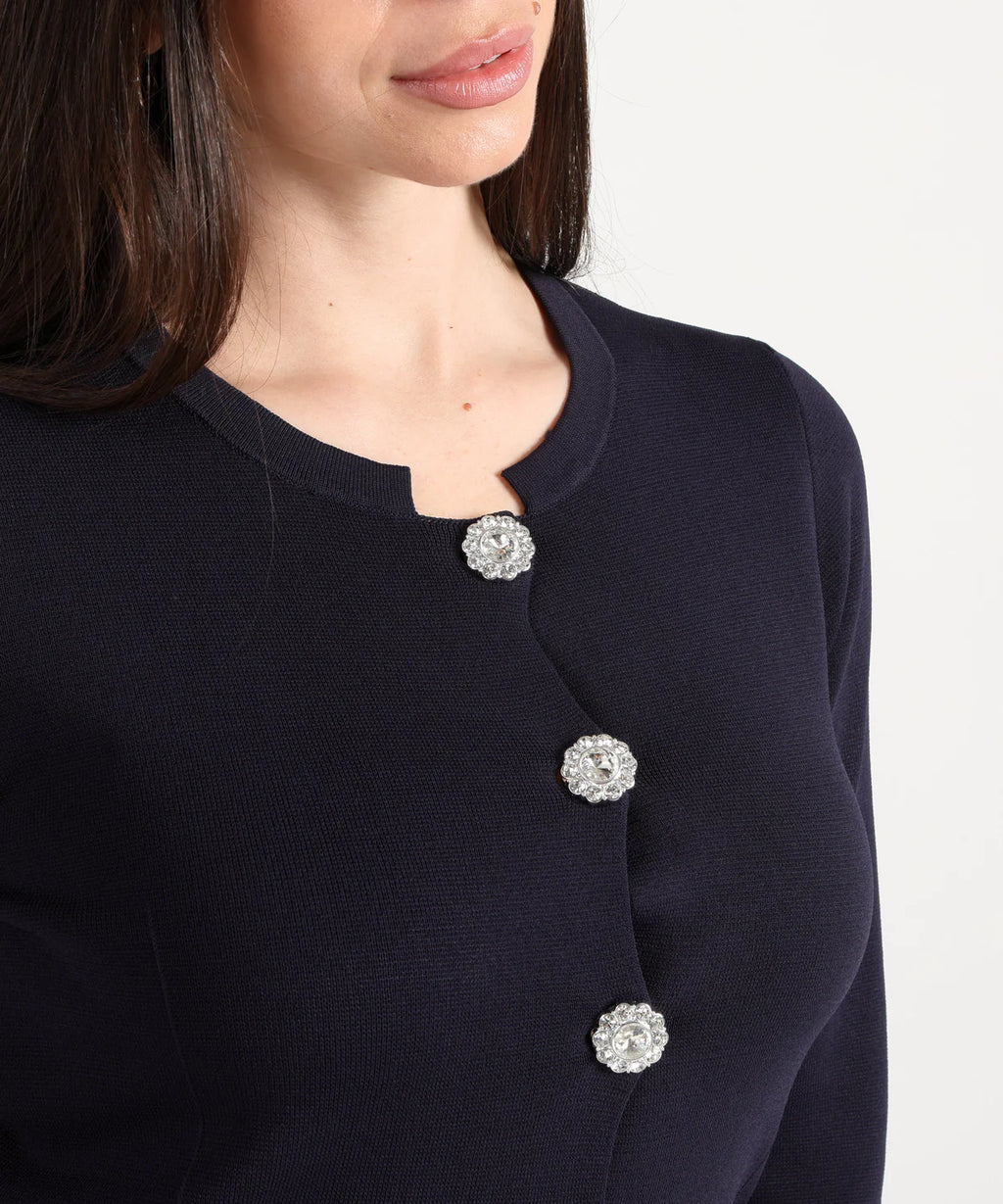 Maidamila | Cardigan Bottoni Gioiello Nero | Donna