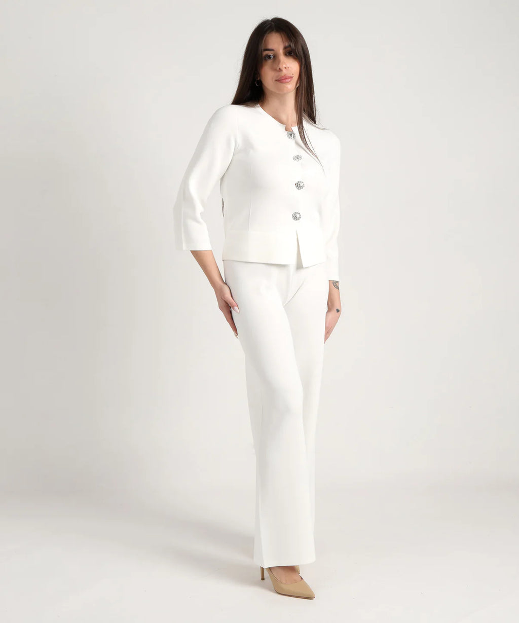 Maidamila | Cardigan Bottoni Gioiello Bianco | Donna