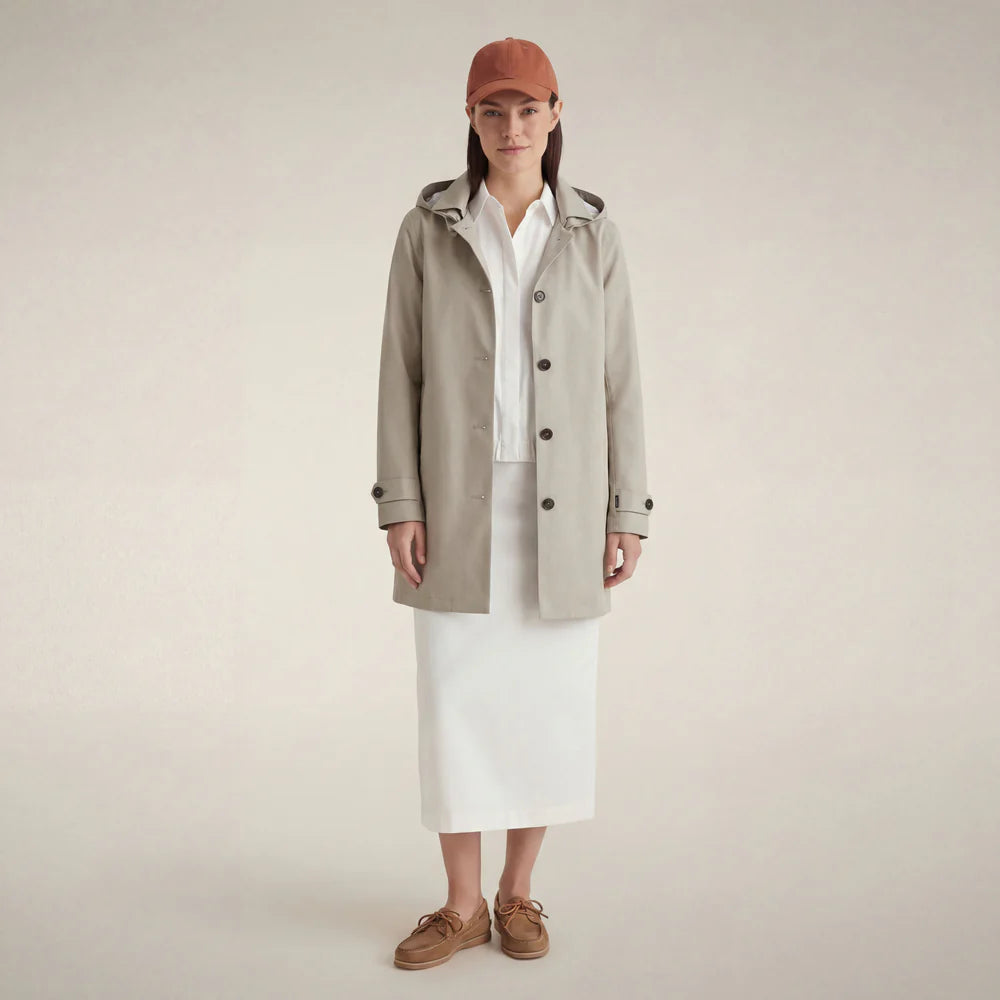 Save The Duck | April | Impermeabile Donna Rainy Beige con Cappuccio