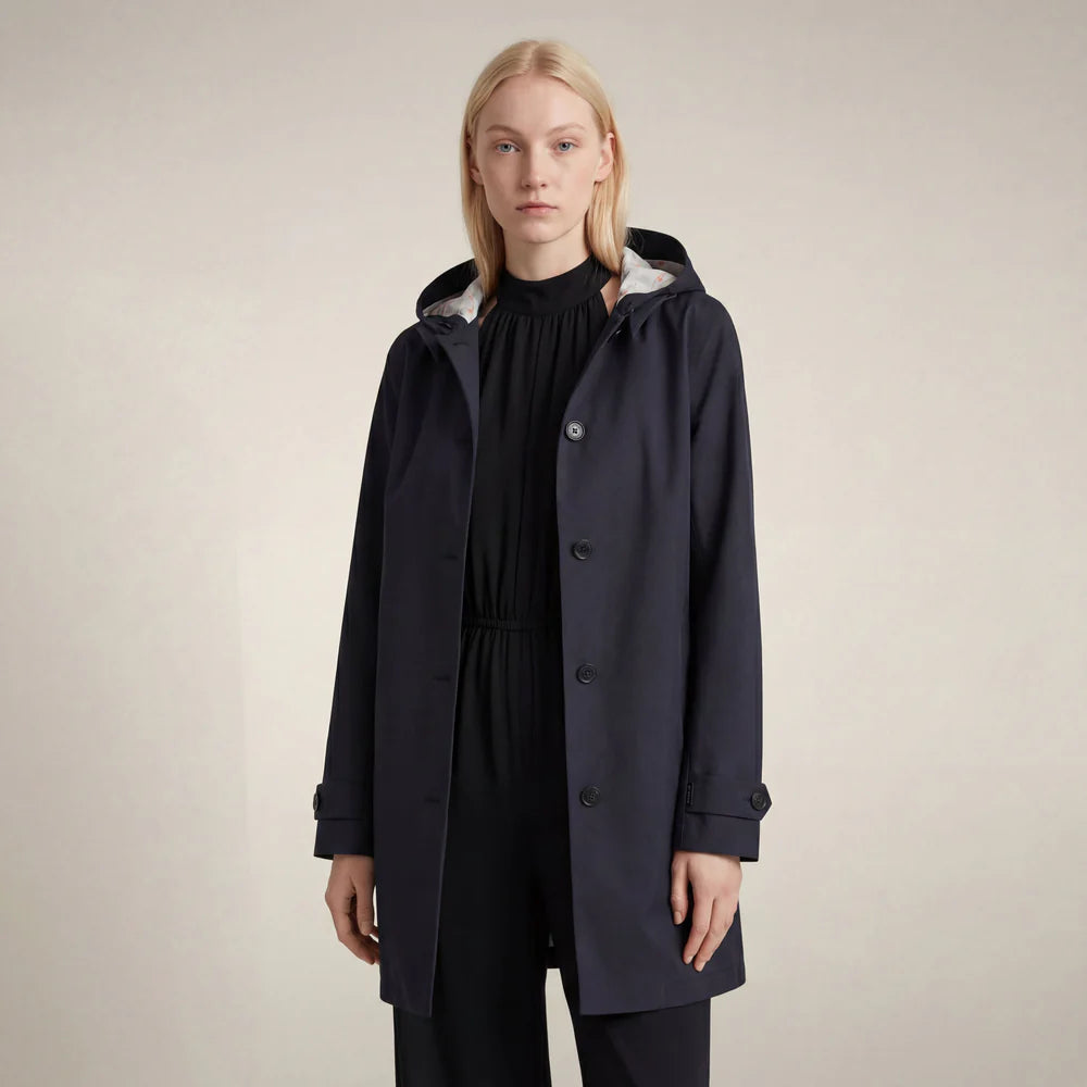 Save The Duck | April | Impermeabile Donna Blue Black con Cappuccio
