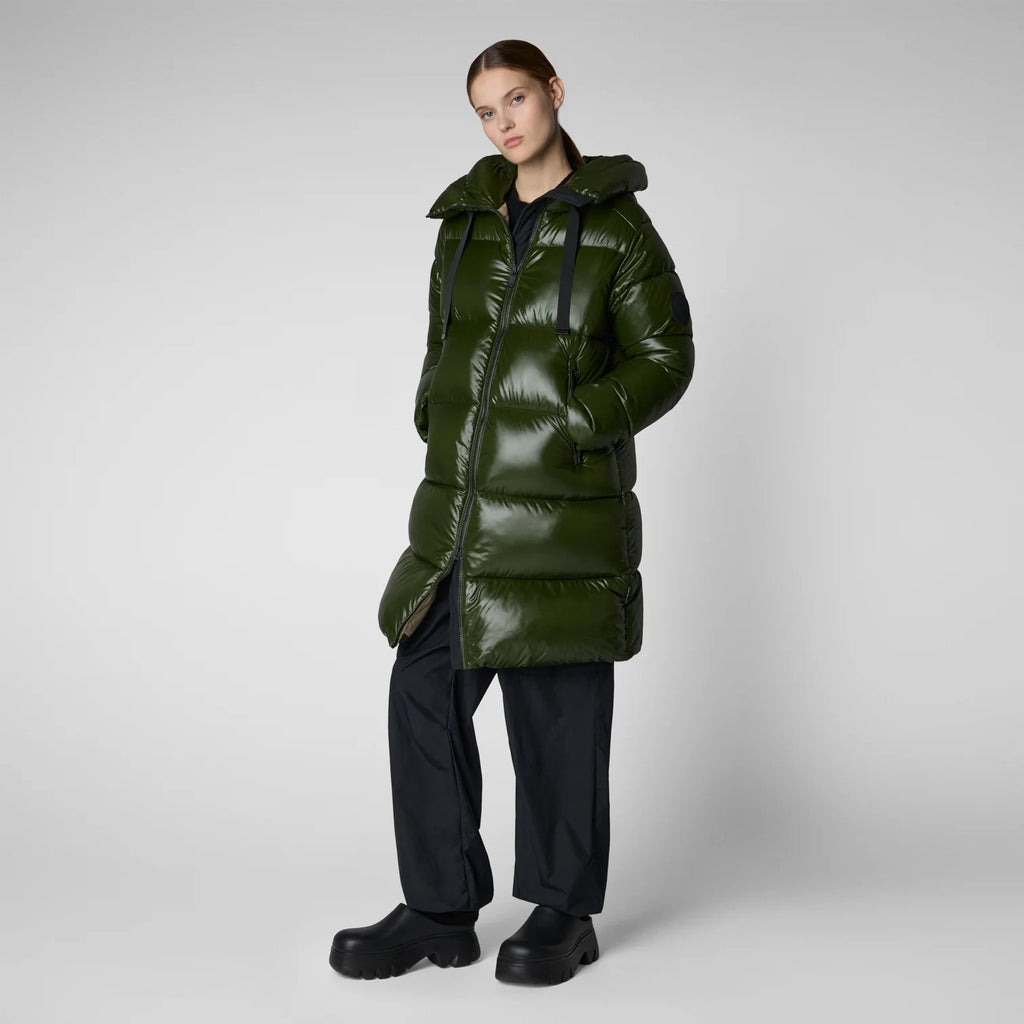Save The Duck | Piumino Donna “Isabel” Verde Bosco | Animal-Free, Oversize, Antivento