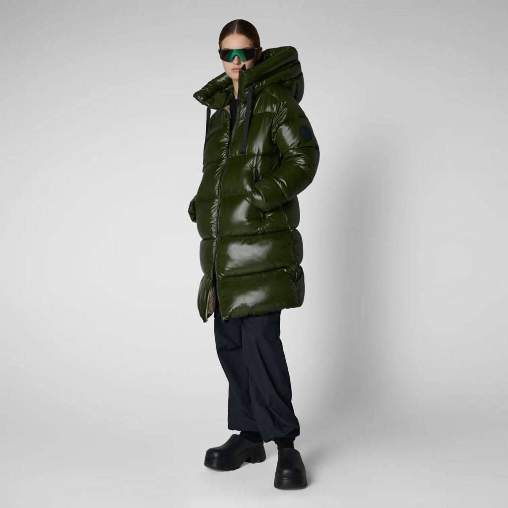 Save The Duck | Piumino Donna “Isabel” Verde Bosco | Animal-Free, Oversize, Antivento