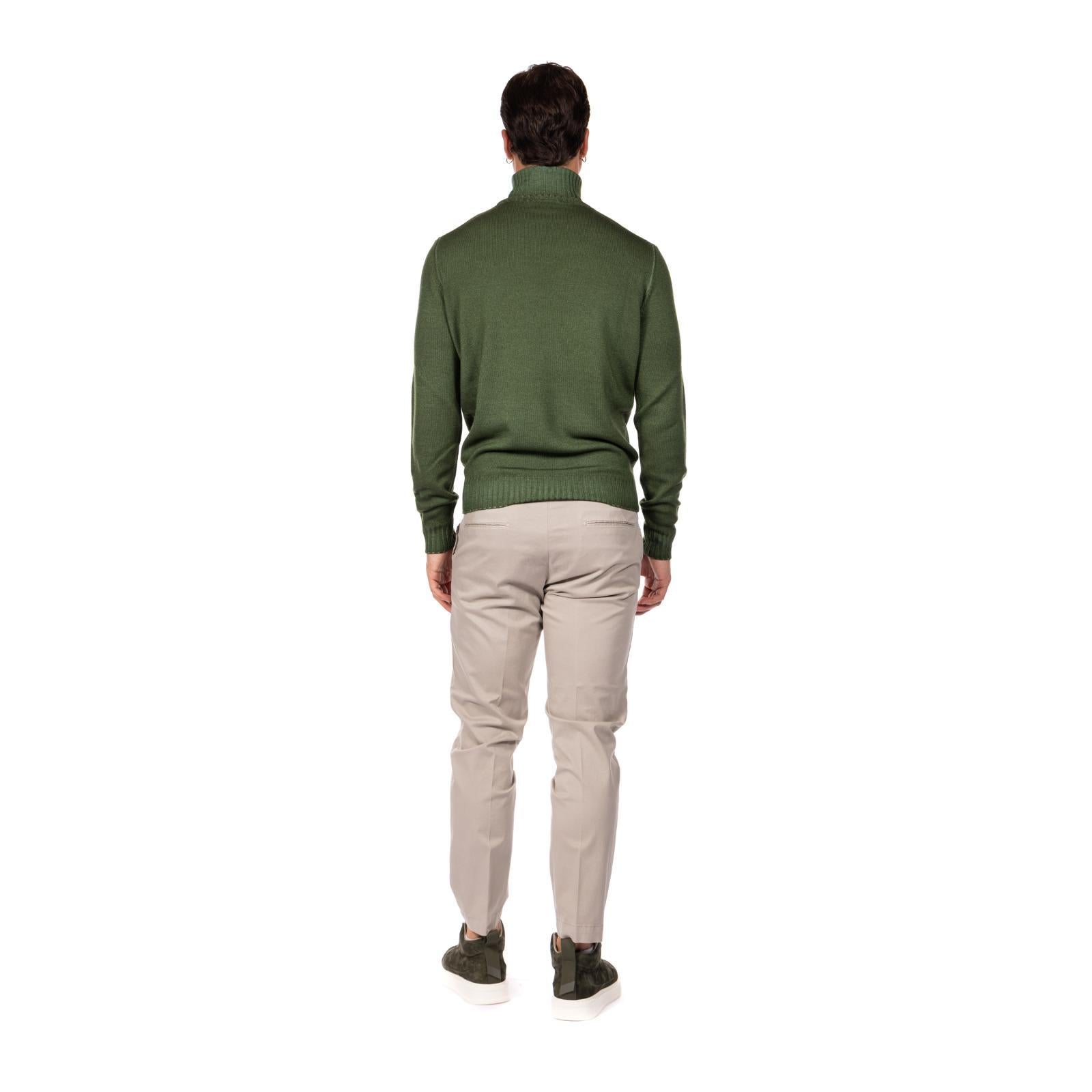 Ferrante | Dolcevita Ciclista Lana Merino Extrafine Verde | Uomo