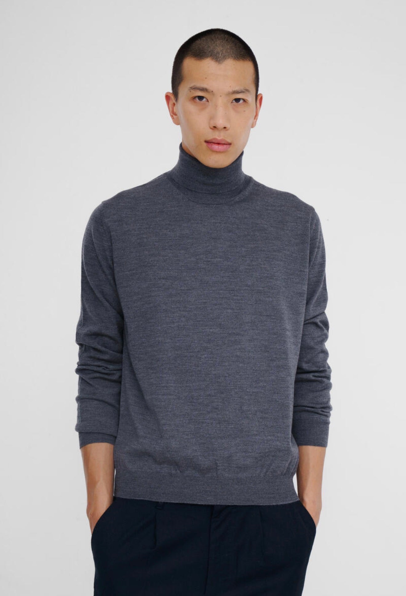 Ferrante | Dolcevita Ciclista in Lana Pettinata Grigio | Uomo