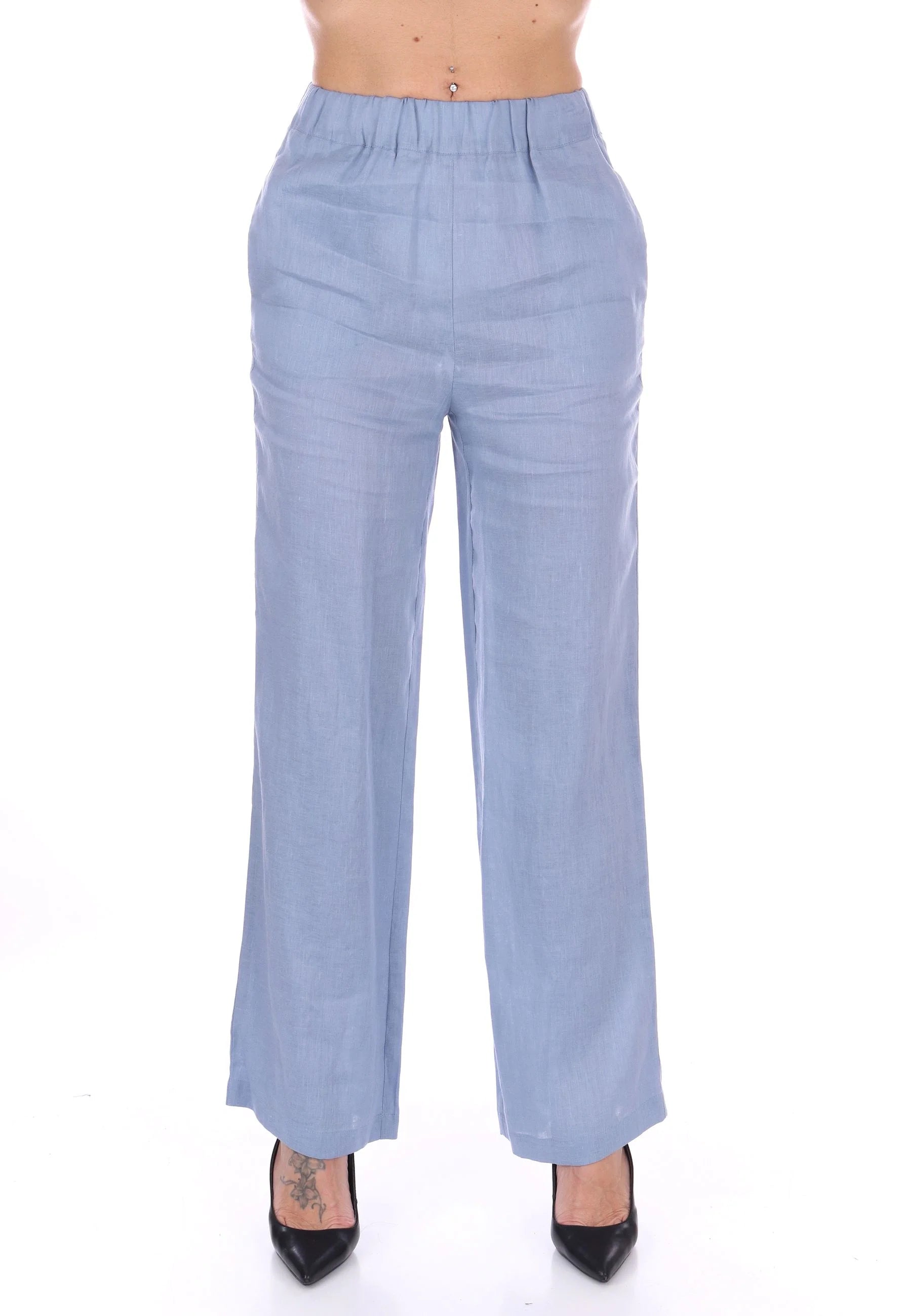 Maidamila - Pantalone a palazzo in lino