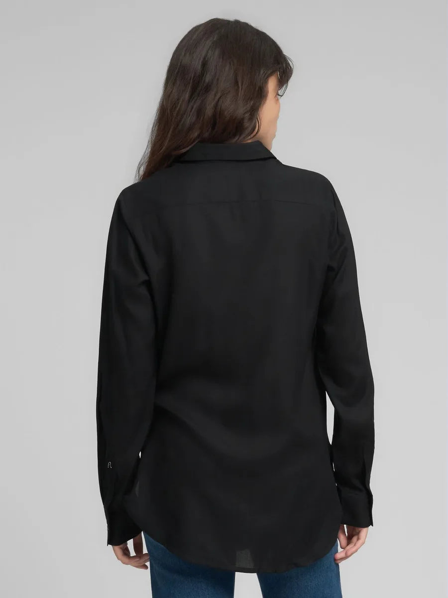Replay | Long Straight Fit Shirt Nera | Camicia Donna