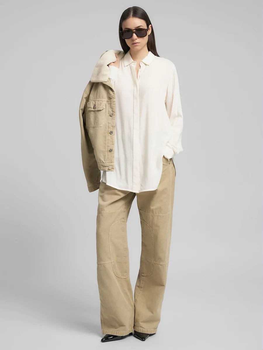 Replay | Long Straight Fit Shirt Winter White | Camicia Donna