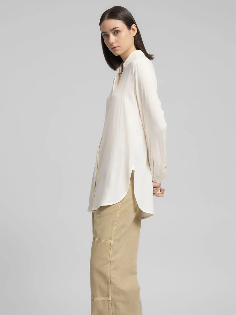 Replay | Long Straight Fit Shirt Winter White | Camicia Donna
