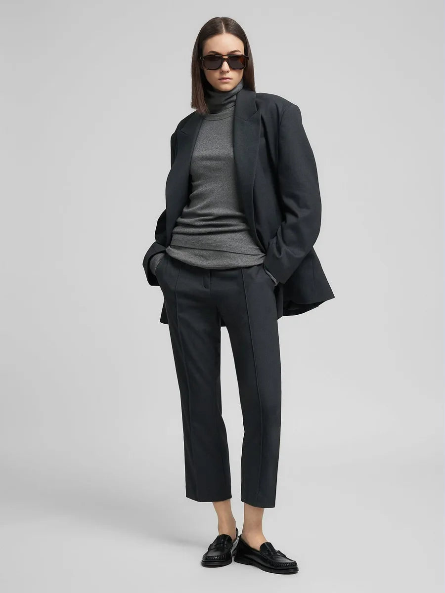 Replay | Cropped Slim Fit Trousers Grigio Scuro | Pantalone Donna