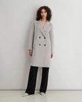 Maidamila | Cappotto Lungo Grigio Chiaro Doppiopetto in Lana