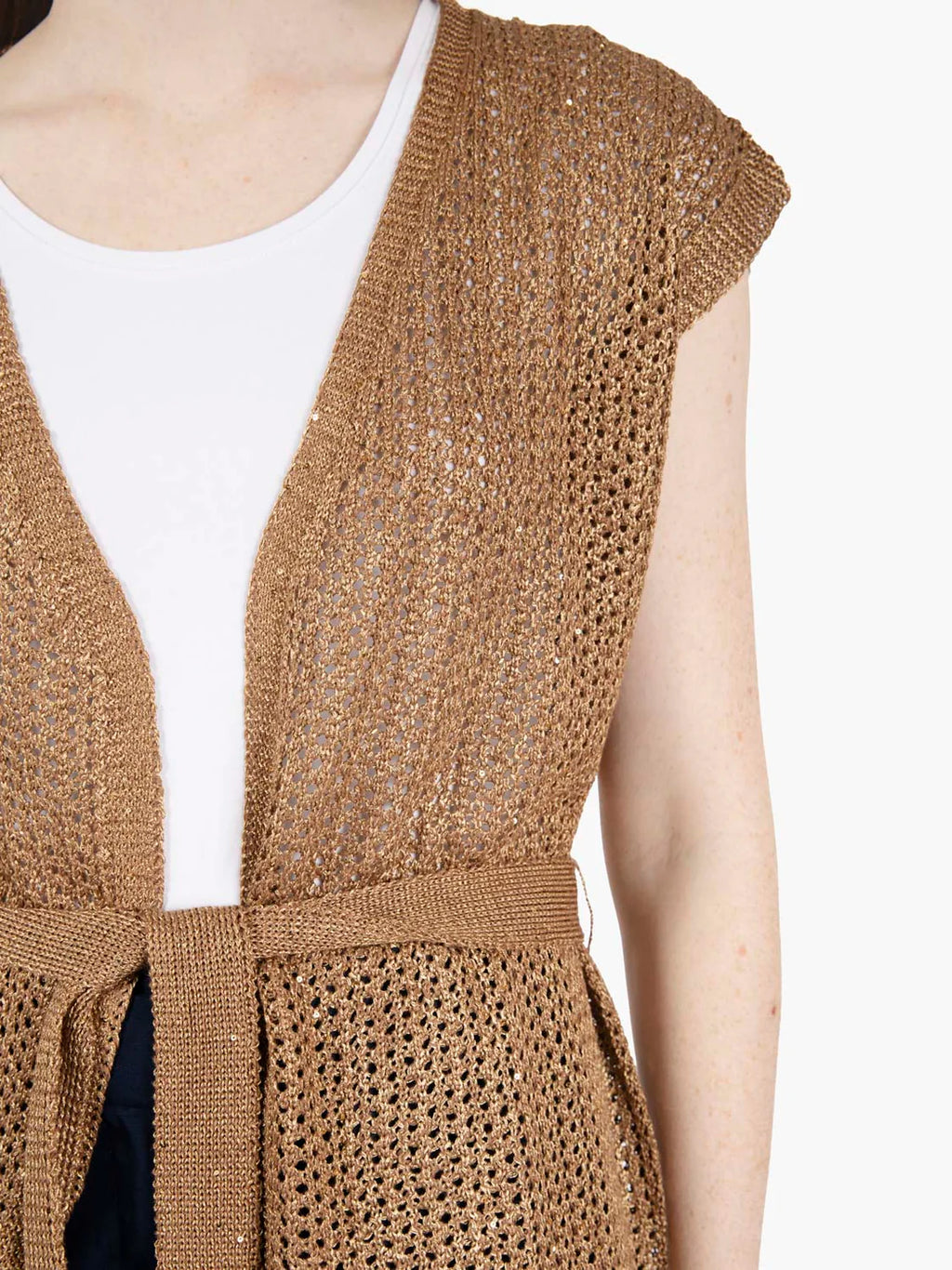 Maidamila | Gilet Lungo Punto Rete Filato di Cotone | Gilet Donna