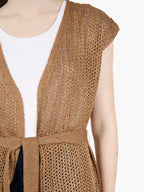 Maidamila | Gilet Lungo Punto Rete Filato di Cotone | Gilet Donna