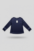 Maidamila | Camicia Blu in Seta Scollo Barca | Blusa Donna