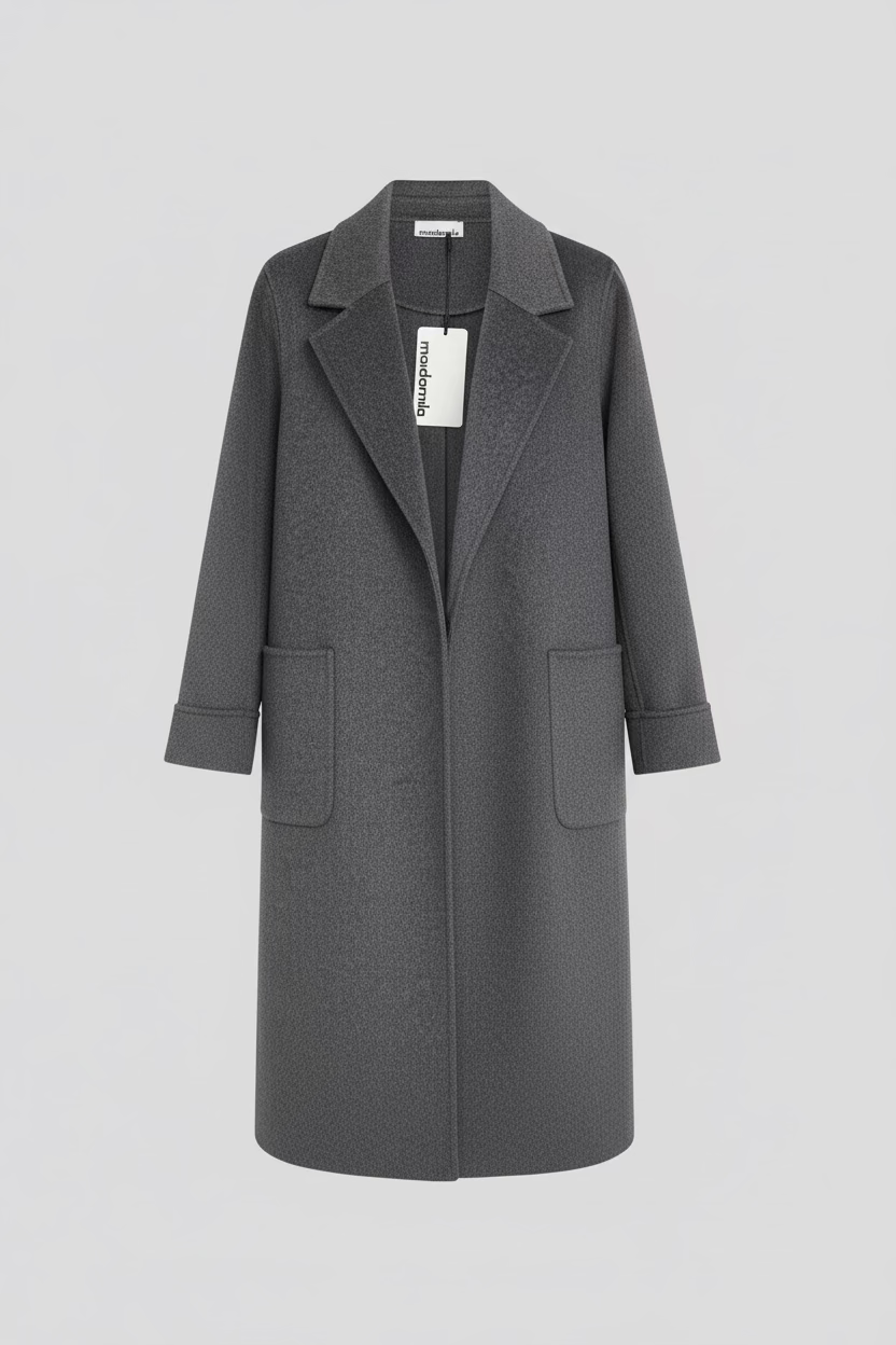 Maidamila | Cappotto Lungo Grigio Scuro in Lana