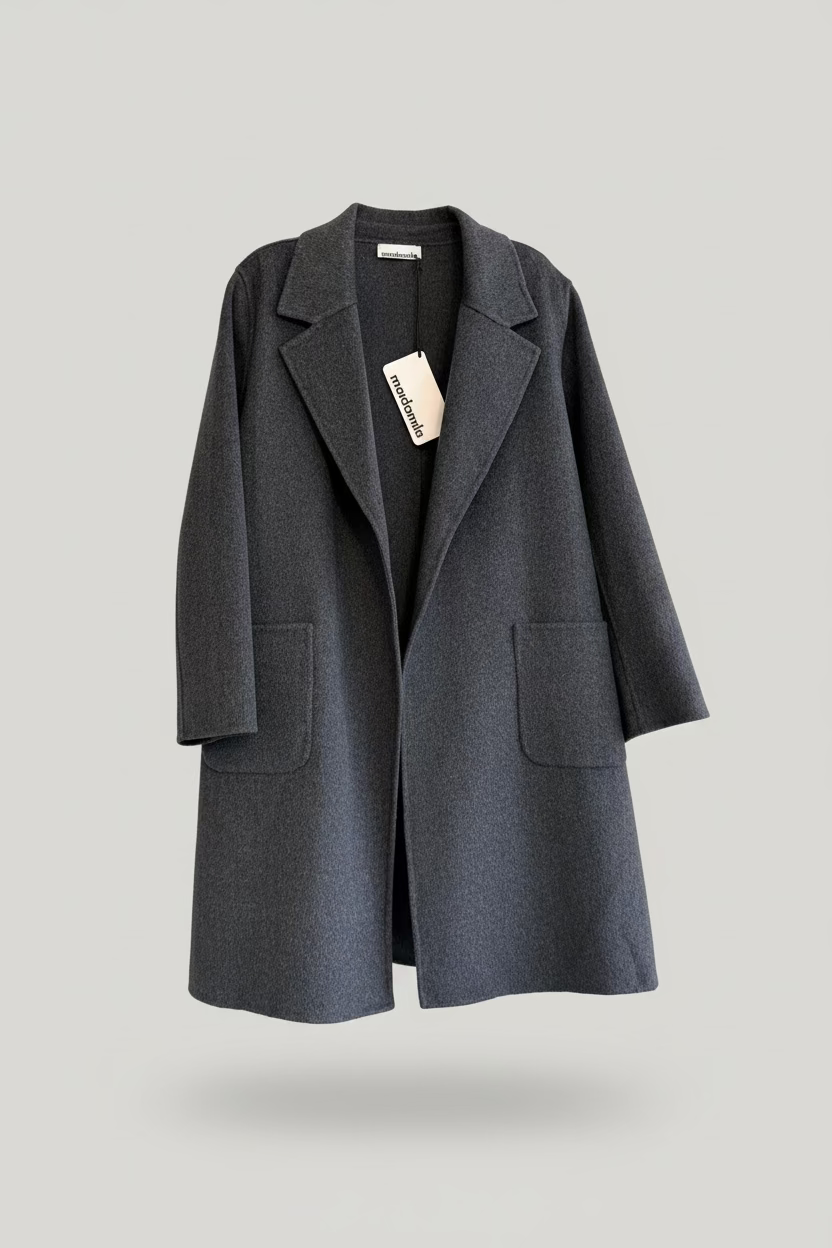 Maidamila | Cappotto Lungo Grigio Scuro in Lana