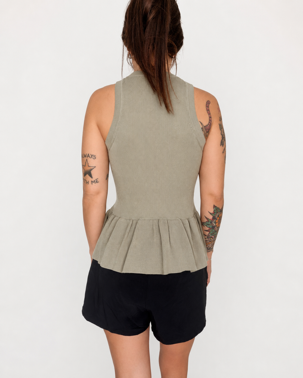 Replay | Top Donna in Maglia con Volant Sage Green